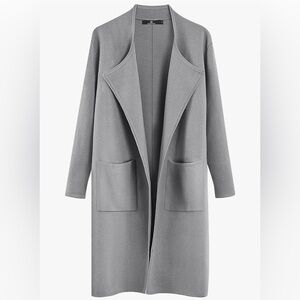 LILLUSORY Women's Long Knit w/Wool Cardigan Sweaters Oversized Jackets Gray-LG